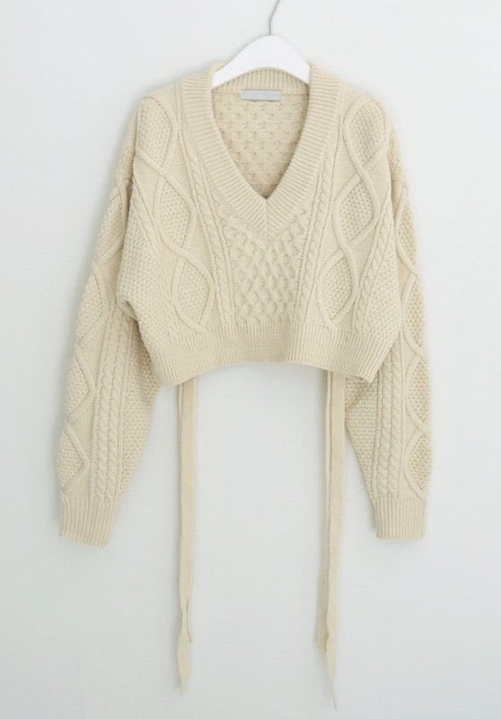 Cropped open back sweater