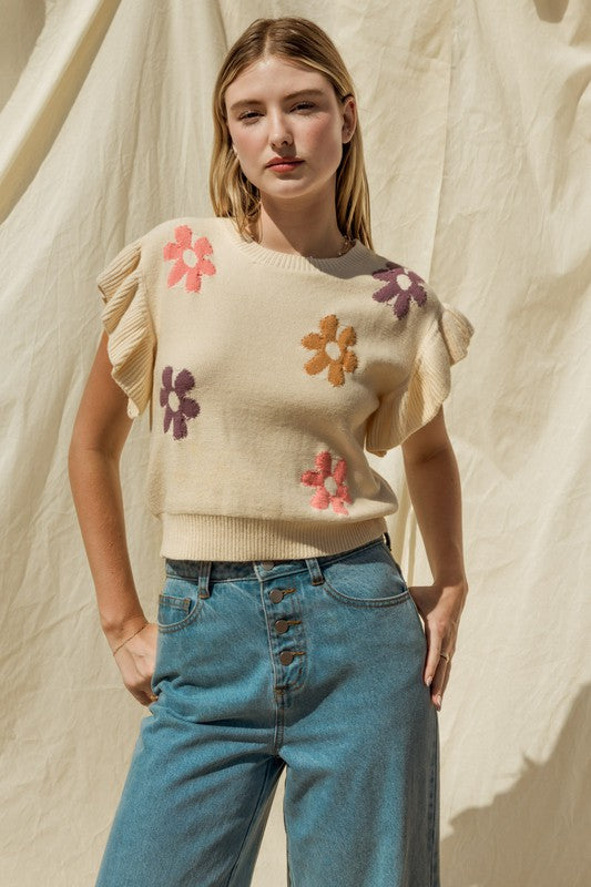 Floral Graphic Knit Top