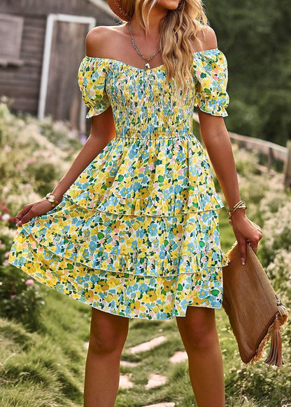 Women's Floral Wrap V-Neck Midi Dress