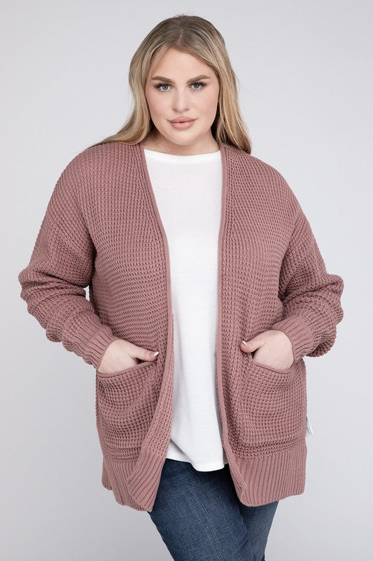 Plus Gauge Waffle Cardigan