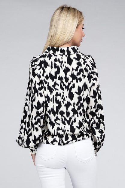 Allover Print Collared Shirt