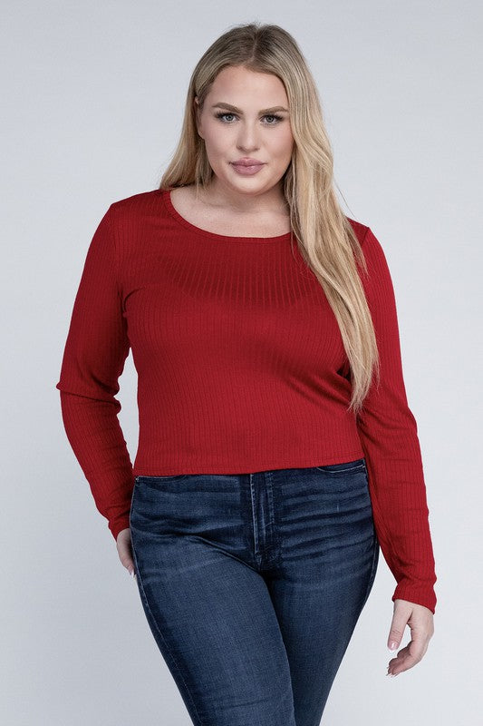 Plus Ribbed Round Shirt