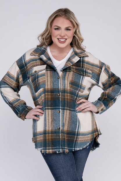 Plus Yarn Dyed Plaid Jacket