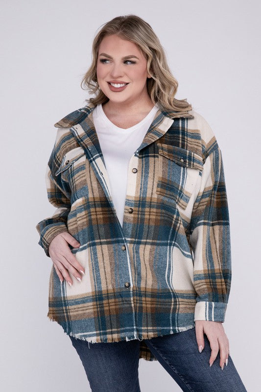 Plus Yarn Dyed Plaid Jacket